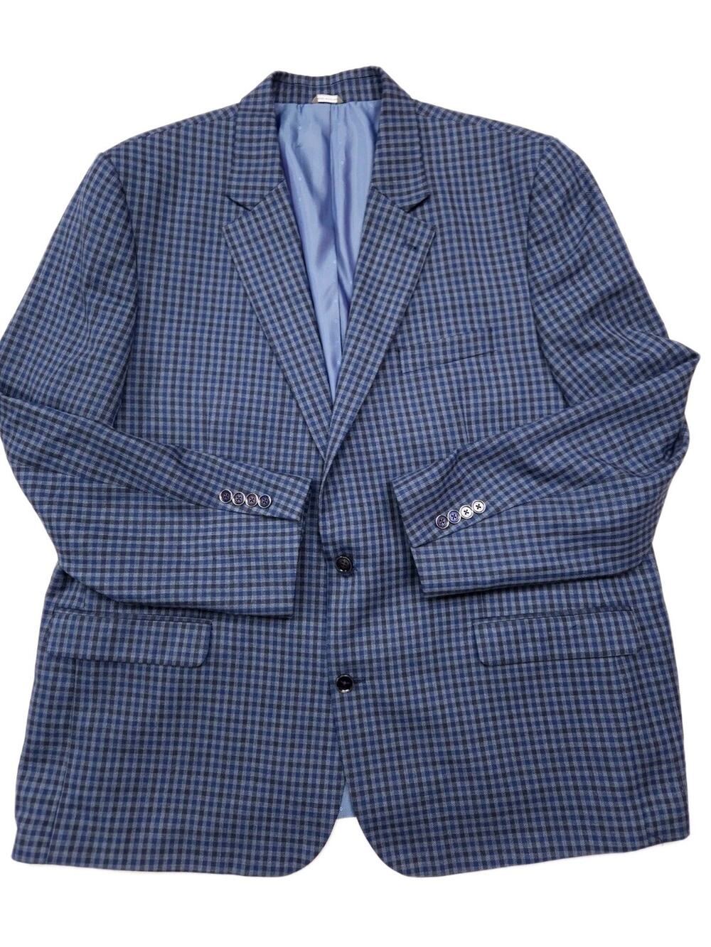 Oak Hill Blazer Sport Coat Men's XXL Tall 2xl 50 - 52 Blue Check 2 Button